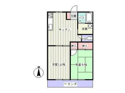 聖陵ハイツ(2DK/2階)の間取り写真