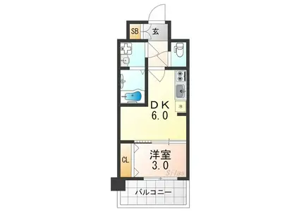 プレサンスTHE KYOTO 新町通(1DK/1階)の間取り写真