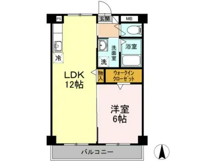 パークサイドスズキ(1LDK/2階)の間取り写真