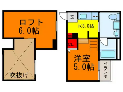 エルフラット(1K/2階)の間取り写真