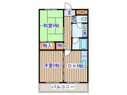 ロイヤルハイツ河原町(2DK/1階)の間取り写真