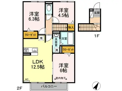 リジェールN202(3LDK/2階)の間取り写真