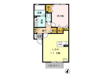 プレミール(1LDK/2階)の間取り写真