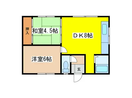 カトレアハイツ(2DK/1階)の間取り写真