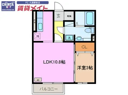 エムズコート サウス(1LDK/2階)の間取り写真