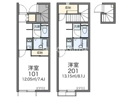 レオネクストベリーハイツ大手町(1K/2階)の間取り写真
