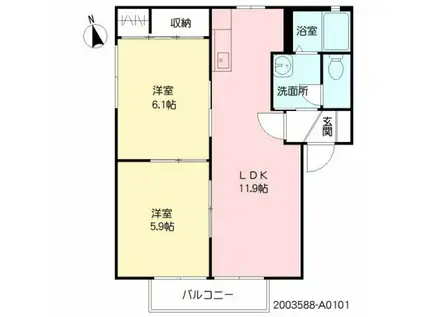 メゾン豊岡(2LDK/2階)の間取り写真