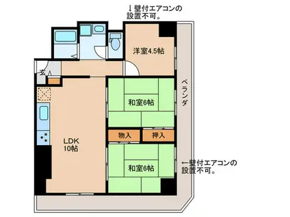天満橋スカイハイツ(3LDK/8階)の間取り写真