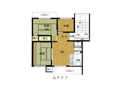 兵庫県公社 宝塚安倉2号棟(3DK/2階)の間取り写真