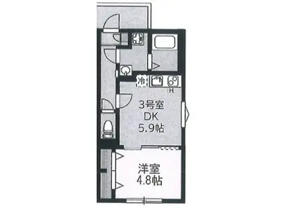 ウィステリアパルク保土ヶ谷(1DK/1階)の間取り写真