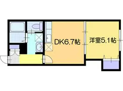 ベルコート文京台(1DK/1階)の間取り写真