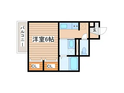 ヴィスティージュ(1K/1階)の間取り写真