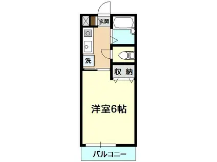 プリムベール(1K/2階)の間取り写真