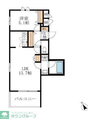 生田1丁目メゾン(1LDK/3階)の間取り写真