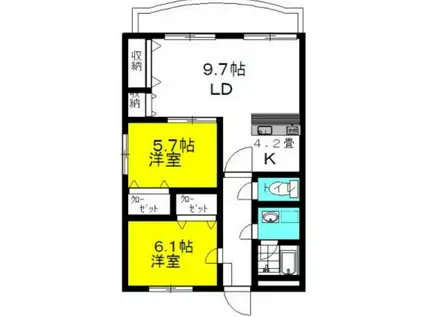 ラフォンテ・コンフォートヴィラ(2LDK/2階)の間取り写真