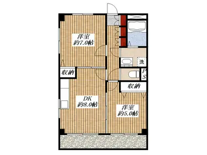 マンションウィステリア(2DK/2階)の間取り写真