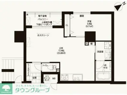 ニューガイア川崎NO.70(1LDK/3階)の間取り写真