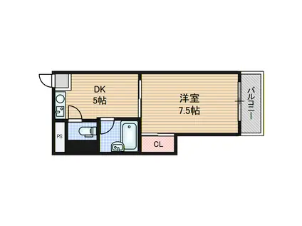 アイワステーションビルVI号館(1DK/3階)の間取り写真