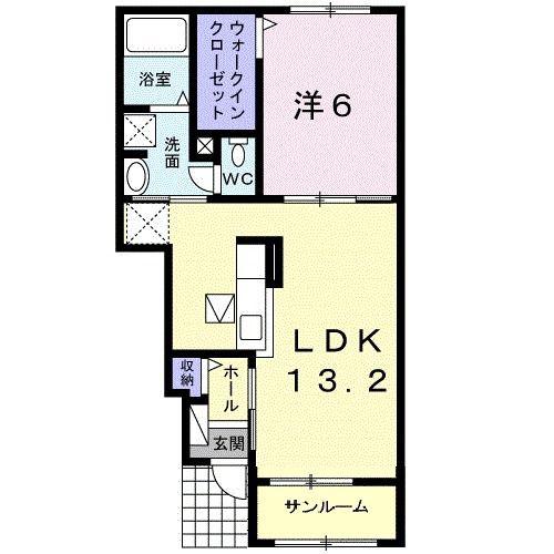 グランデ・ソーレ K(1LDK/1階)の間取り写真
