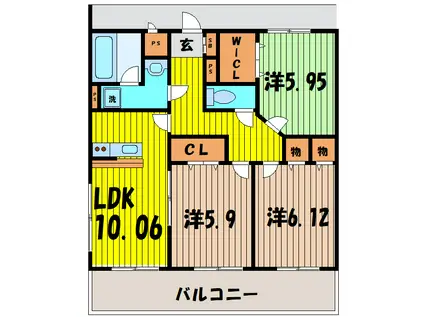 ブレインコート・アイビス(3LDK/1階)の間取り写真
