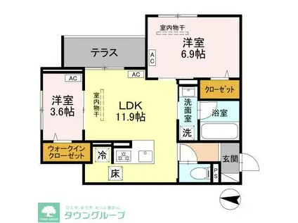 フリシュ深見(2LDK/1階)の間取り写真