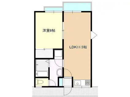 ビバライフ錦町(1LDK/2階)の間取り写真