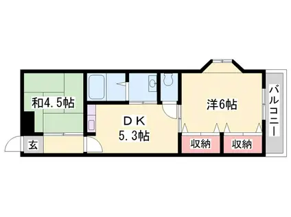 トラミッド 友栄(2DK/2階)の間取り写真