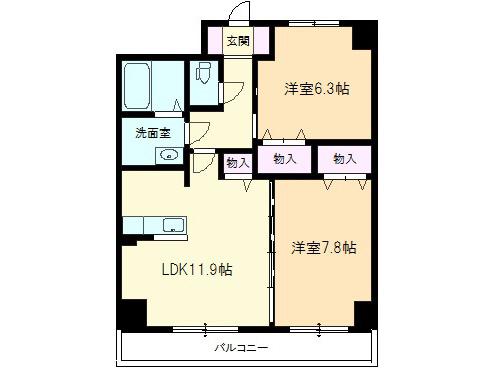 ヴィラシーンABE(2LDK/5階)の間取り写真