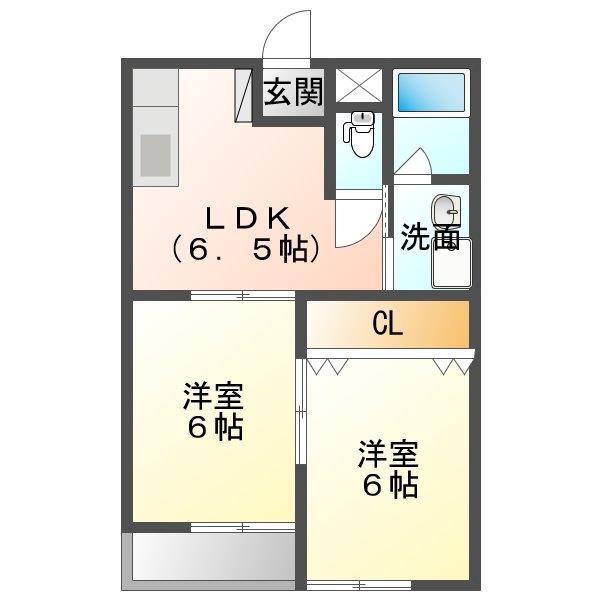ソレイユ弐番館(2DK/1階)の間取り写真