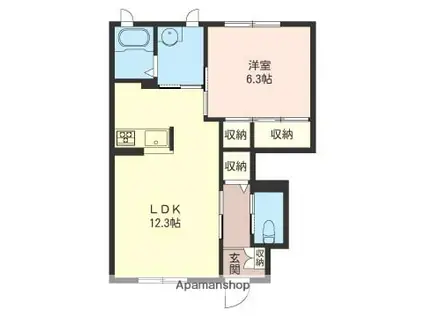 プリヴェ参番館(1LDK/1階)の間取り写真