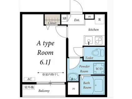 リブリ・西新宿(1K/2階)の間取り写真