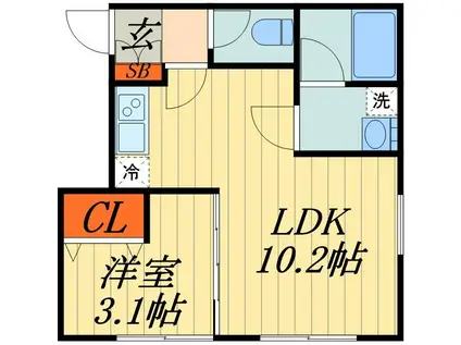 グランニール西川口(1LDK/5階)の間取り写真