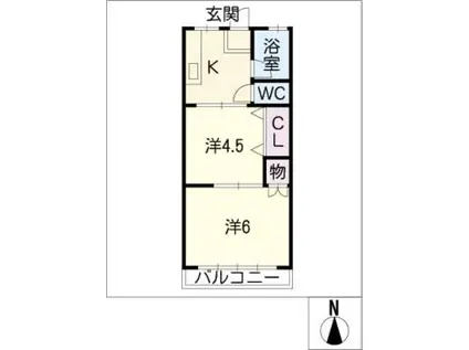 東海宝荘1棟(2K/1階)の間取り写真