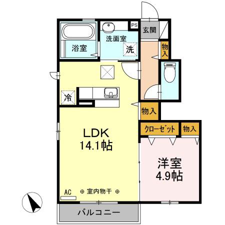 セジュールフォレスタ(1LDK/1階)の間取り写真
