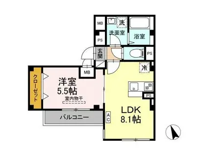 SKEY RESIDENC塚越(1LDK/3階)の間取り写真