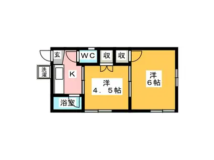 土方ハイツ(2K/1階)の間取り写真