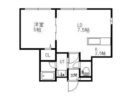 ベルクレール琴似II(1LDK/4階)の間取り写真