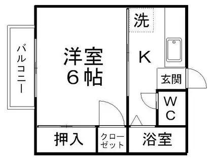 霊屋第二コーポナバタ(1K/2階)の間取り写真