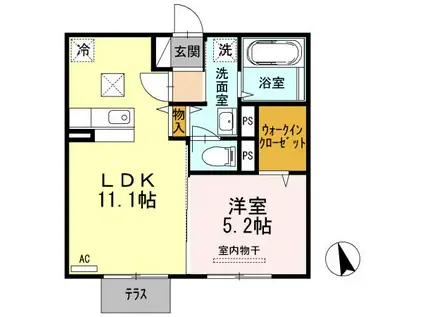シャインクレールB(1LDK/1階)の間取り写真