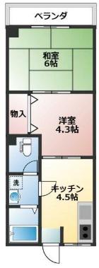 メトレス福田II(2DK/3階)の間取り写真
