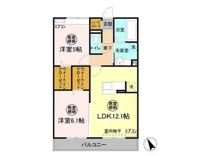 ラ・ペジブル A(2LDK/2階)の間取り写真