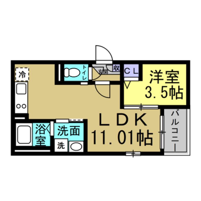JACK HOMMACHIIV(1LDK/3階)の間取り写真