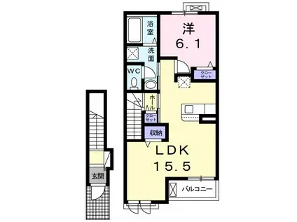メゾンドール三田4号館(1LDK/2階)の間取り写真