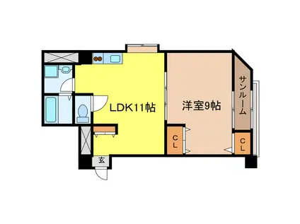 スカイコート大津中央II(1LDK/5階)の間取り写真