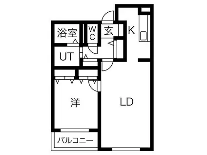 ルーデンスプレイス発寒(1LDK/1階)の間取り写真