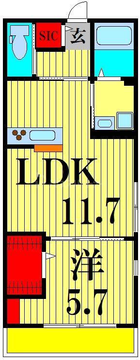 メゾンドメルセデス(1LDK/3階)の間取り写真
