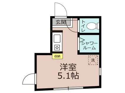 アーバンプレイス祐天寺II(ワンルーム/1階)の間取り写真