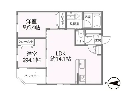 グラン今里ノース(2LDK/3階)の間取り写真