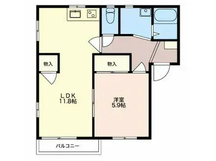 ドミールのぞみ(1LDK/2階)の間取り写真