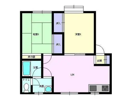 プロローグSHINOBUII(2LDK/1階)の間取り写真